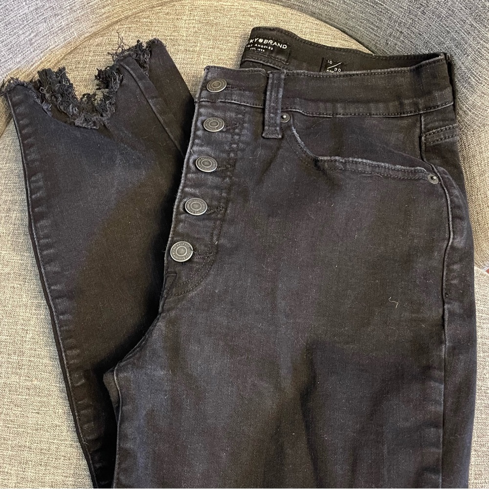 Black High rise skinny bridgette with raw/distressed hem